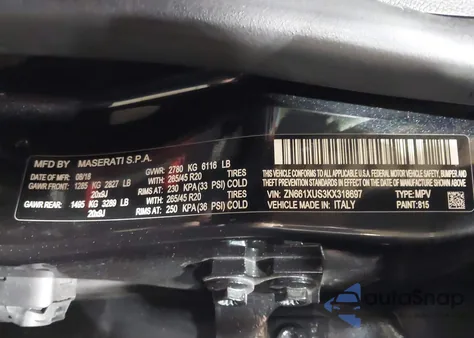 2019 Maserati Levante Gransport z USA, uszkodzony, nr VIN ZN661XUS3KX318697